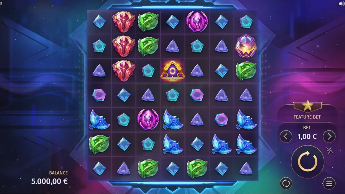 Interface futurista e vibrante do jogo Phantom Pulse com elementos cósmicos