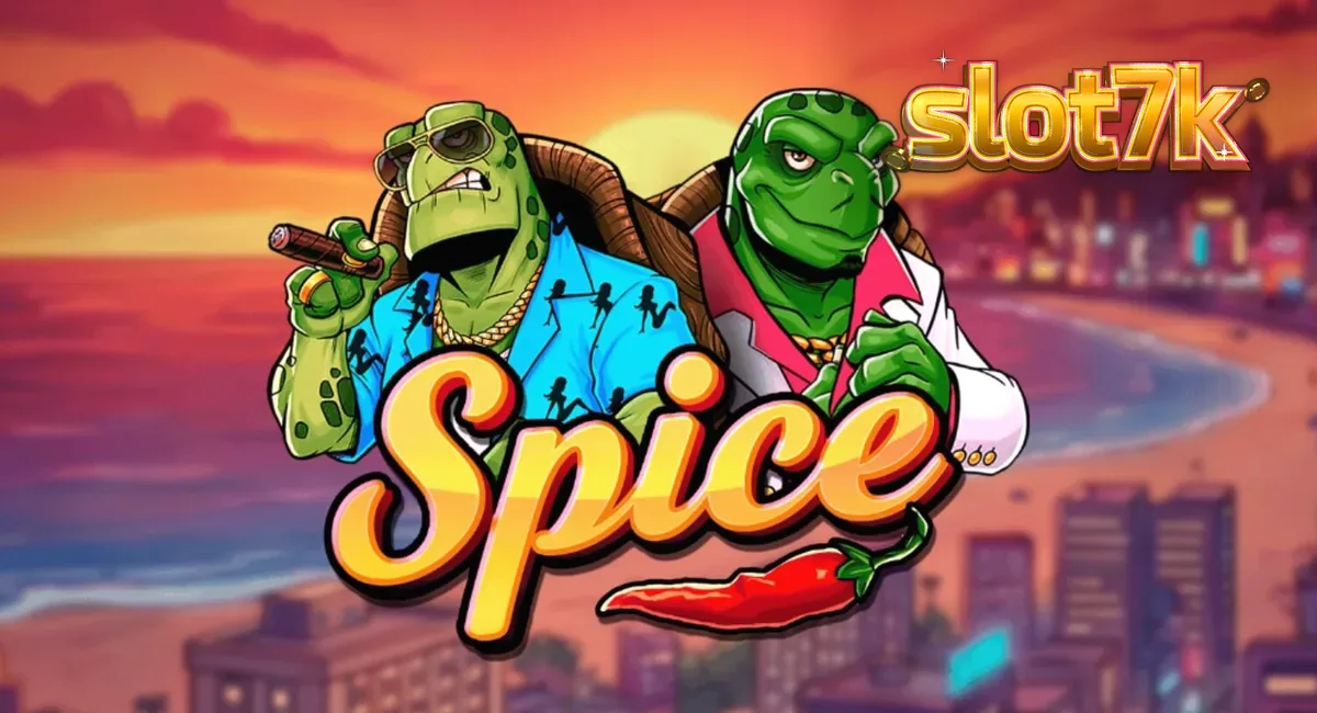 Interface vibrante e colorida do slot Spice com temática de tartarugas e estética neon